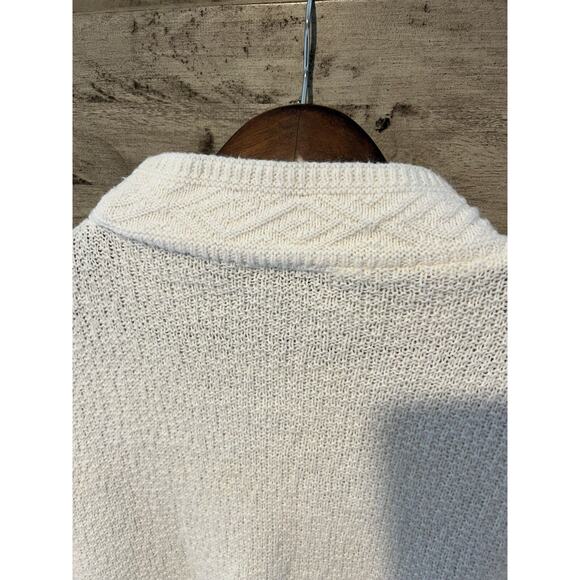 Vintage Sweater G.F.C. Ltd 80s Ivory Mock Neck Medium Made in USA - Picture 2 of 10